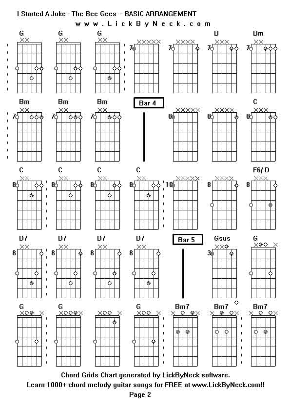 Chord Grids Chart of chord melody fingerstyle guitar song-I Started A Joke - The Bee Gees  - BASIC ARRANGEMENT,generated by LickByNeck software.